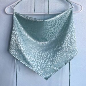 Aqua Leopard Print Halterneck Top